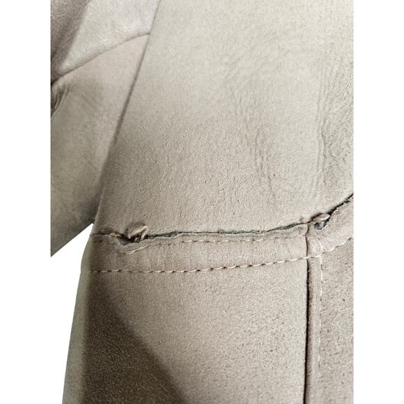 Vintage 70s Long Shearling Coat 10 Brown Leather Sawyer Napa Ski Hood Belted - Picture 10 of 15